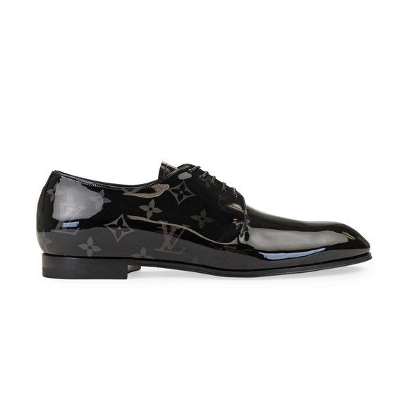 Louis Vuitton Black Monogram Patent Leather Oxford Dress Shoes Size 8.5 - Picture 5 of 7